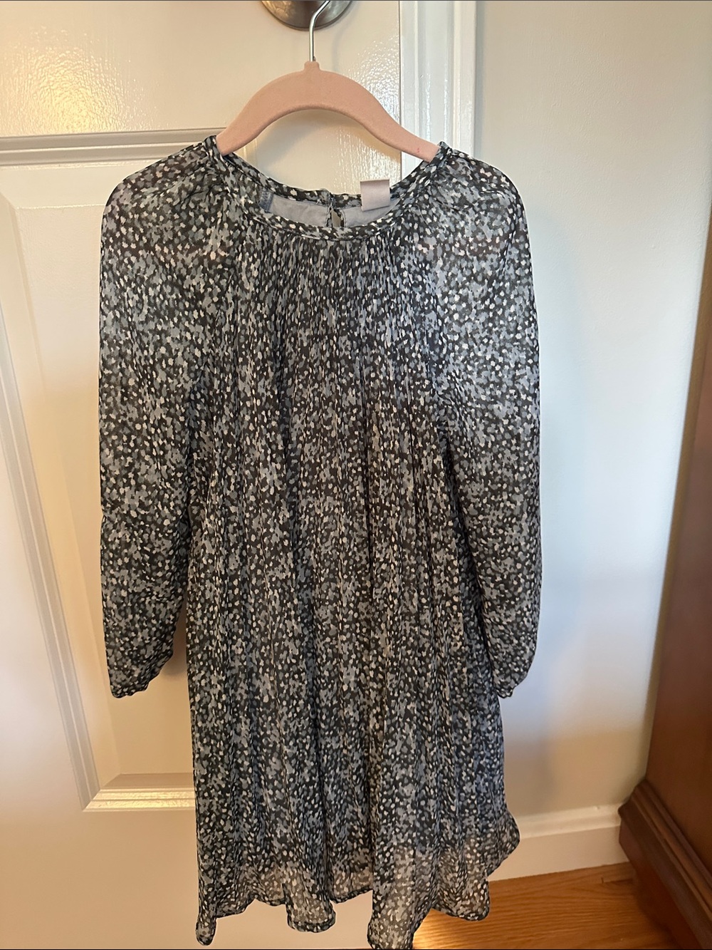 GAP Girls Black and White Printed Pleated Casual Dress